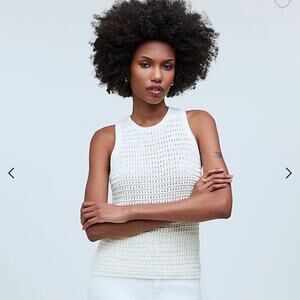 Madewell Portman Cotton Crochet Knit Sweater White Size Small